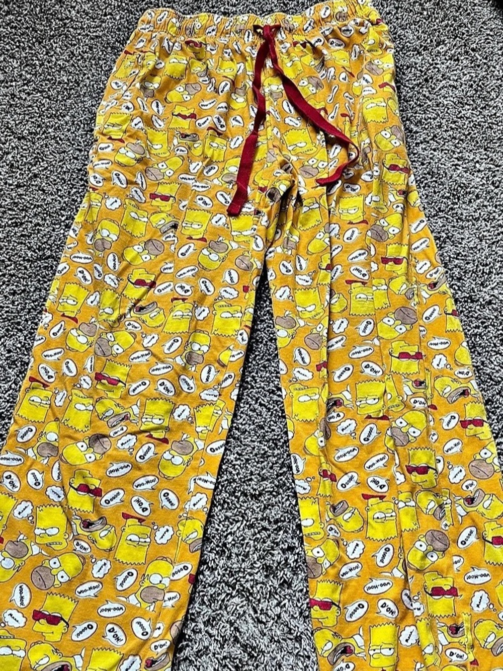 The Simpsons Yellow Printed Jogger Pants Size Medium